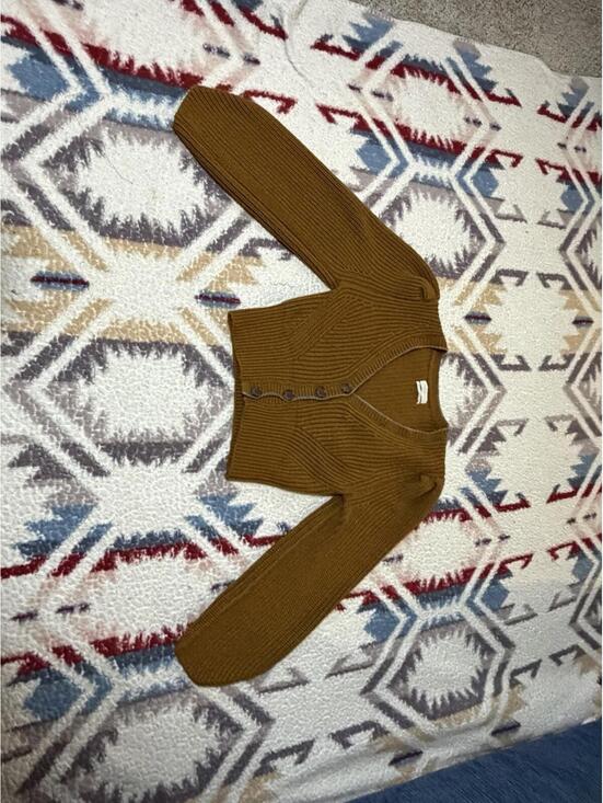 Urban Outfitters Cardigan Sweater Womens Large Brown Cropped Dolman V Neck - Picture 2 of 6